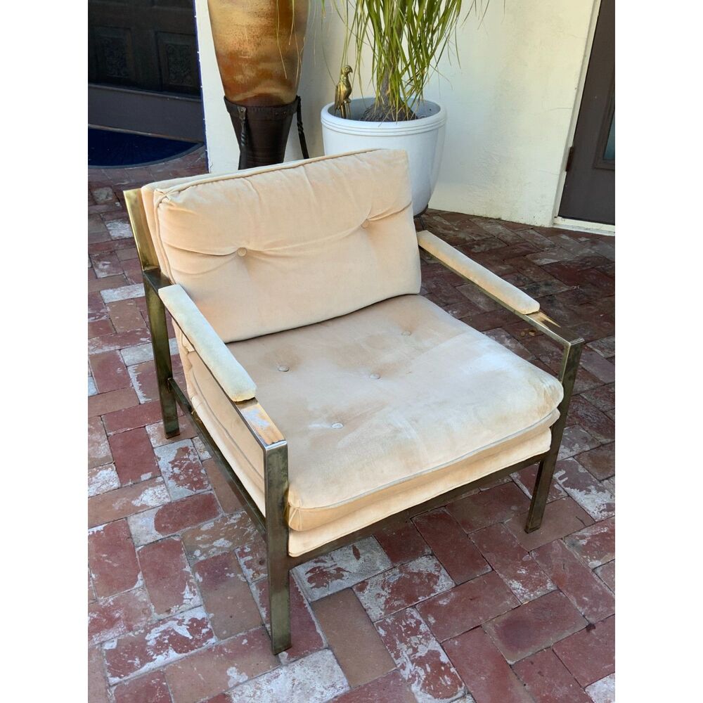Vintage Milo Baughman for Thayer Coggin Brass Lounge Chair – Velvet